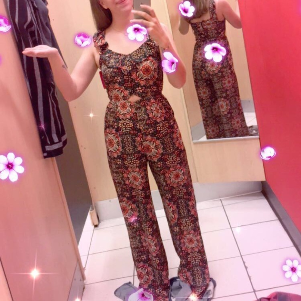 • Paisley Pants Romper with Key Hole Cut Out •